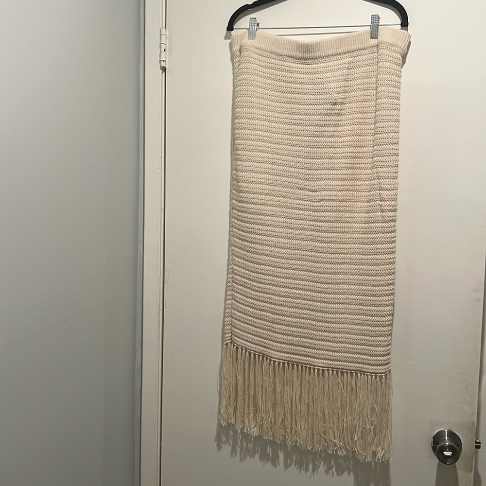 H&M Knit Midi Skirt with Fringe - Size L (Matching Top Sold Separately)